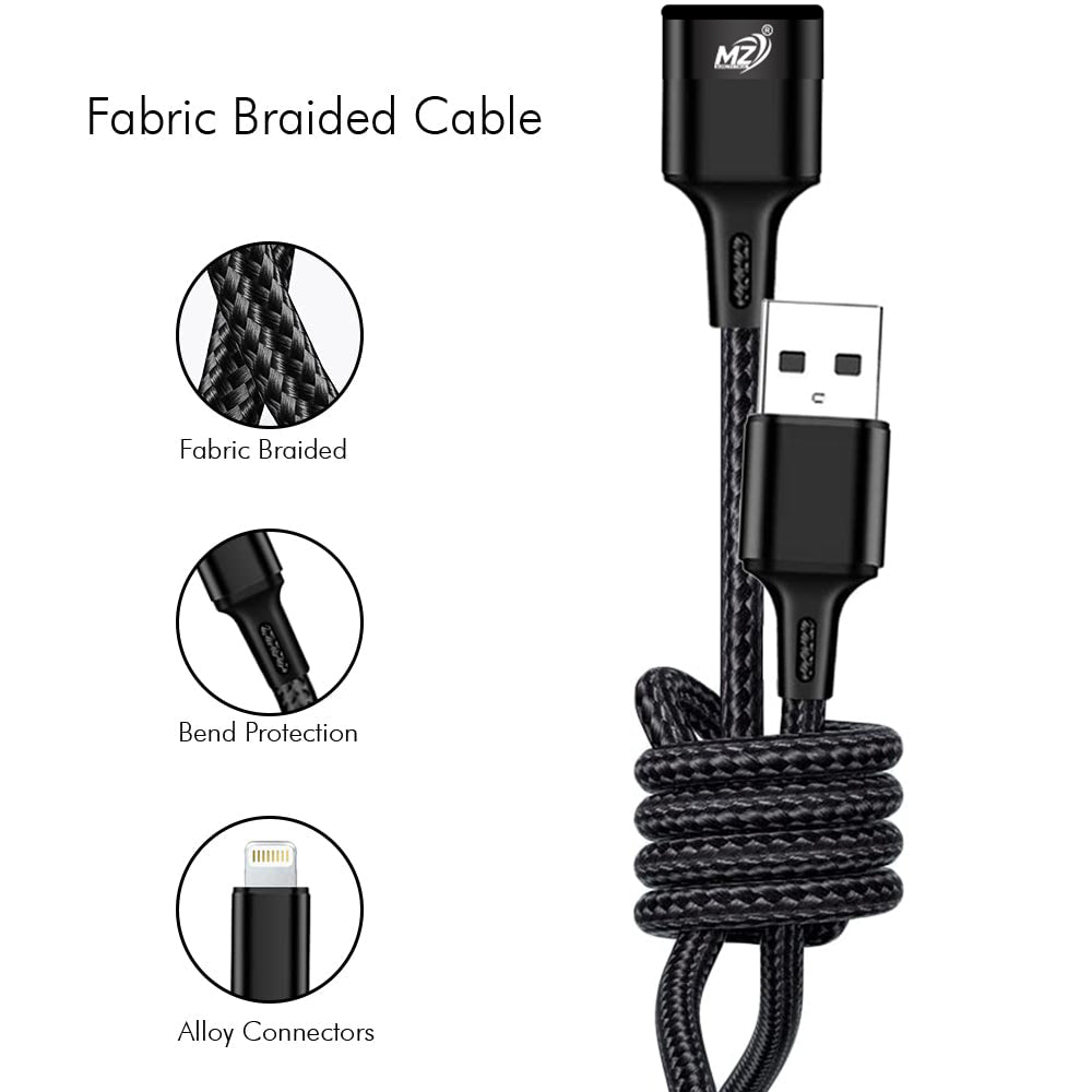 3-in-1 Cable 1.2 m 1121  (Compatible with Android, IOS, Black, One Cable)