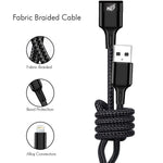 3-in-1 Cable 1.2 m 1121  (Compatible with Android, IOS, Black, One Cable)