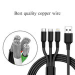 3-in-1 Cable 1.2 m 1121  (Compatible with Android, IOS, Black, One Cable)